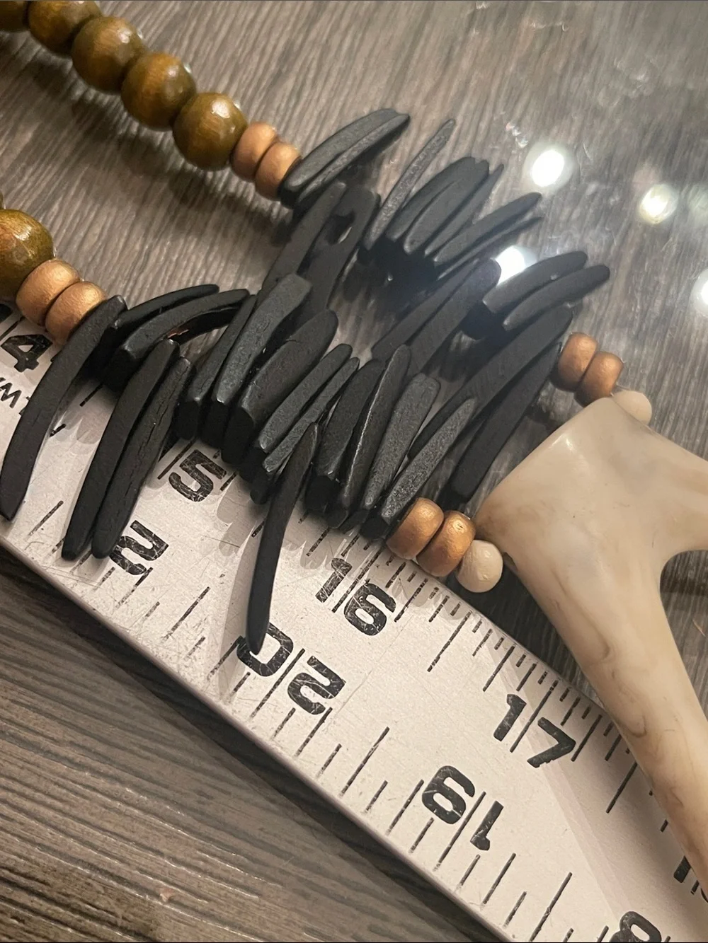 byou Bohemian Wooden Beaded Necklace with Faux Antlers